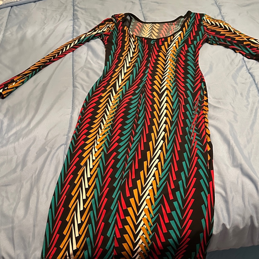 Vibrant Long Sleeve Chevron Dress